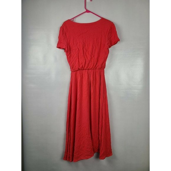 Wayf Red Short Sleeve Fit & Flare Midi Dress Sz S - Picture 4 of 7